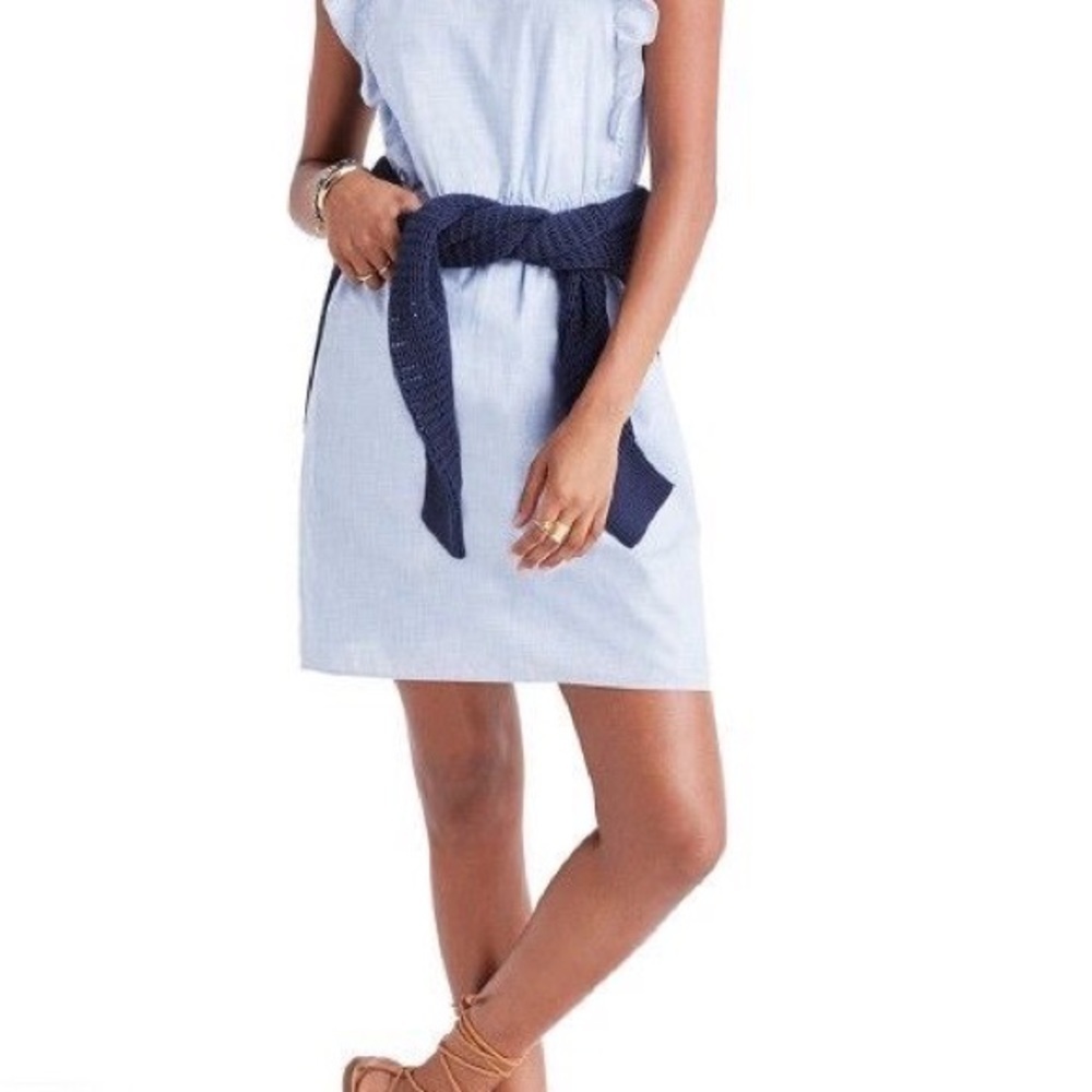 Madewell Bellflower Chambray Ruffle Dress